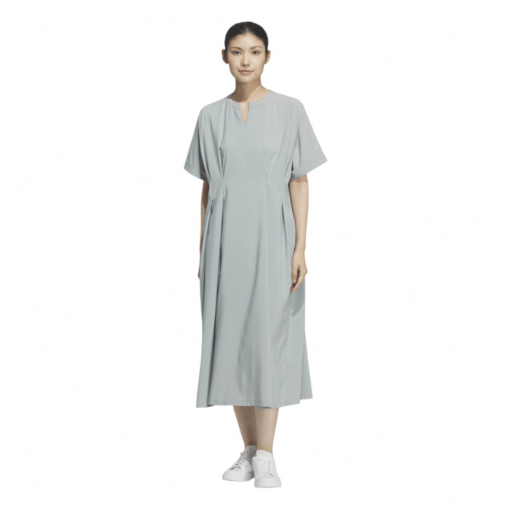 SOFTLUX ストレッチ ウーブン ルーズフィット ドレス(スモークグリーン-S)