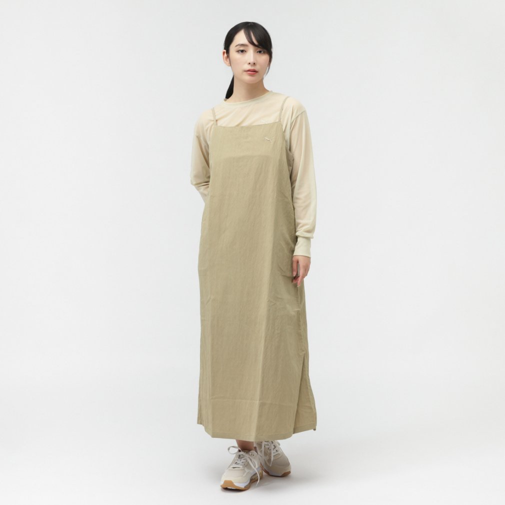 AUTUMN メッシュ ラインド ウーブン キャミドレス(セピア-M)