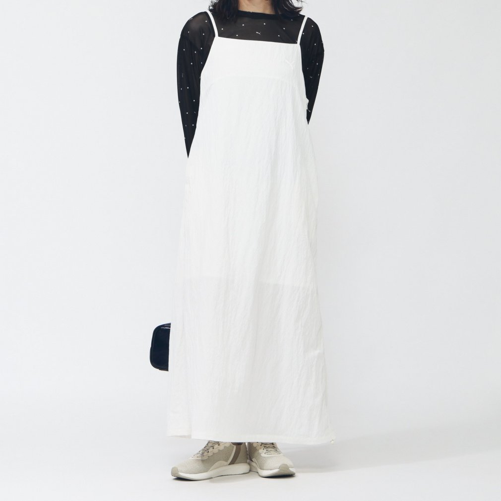 AUTUMN メッシュ ラインド ウーブン キャミドレス(オフホワイト-M)