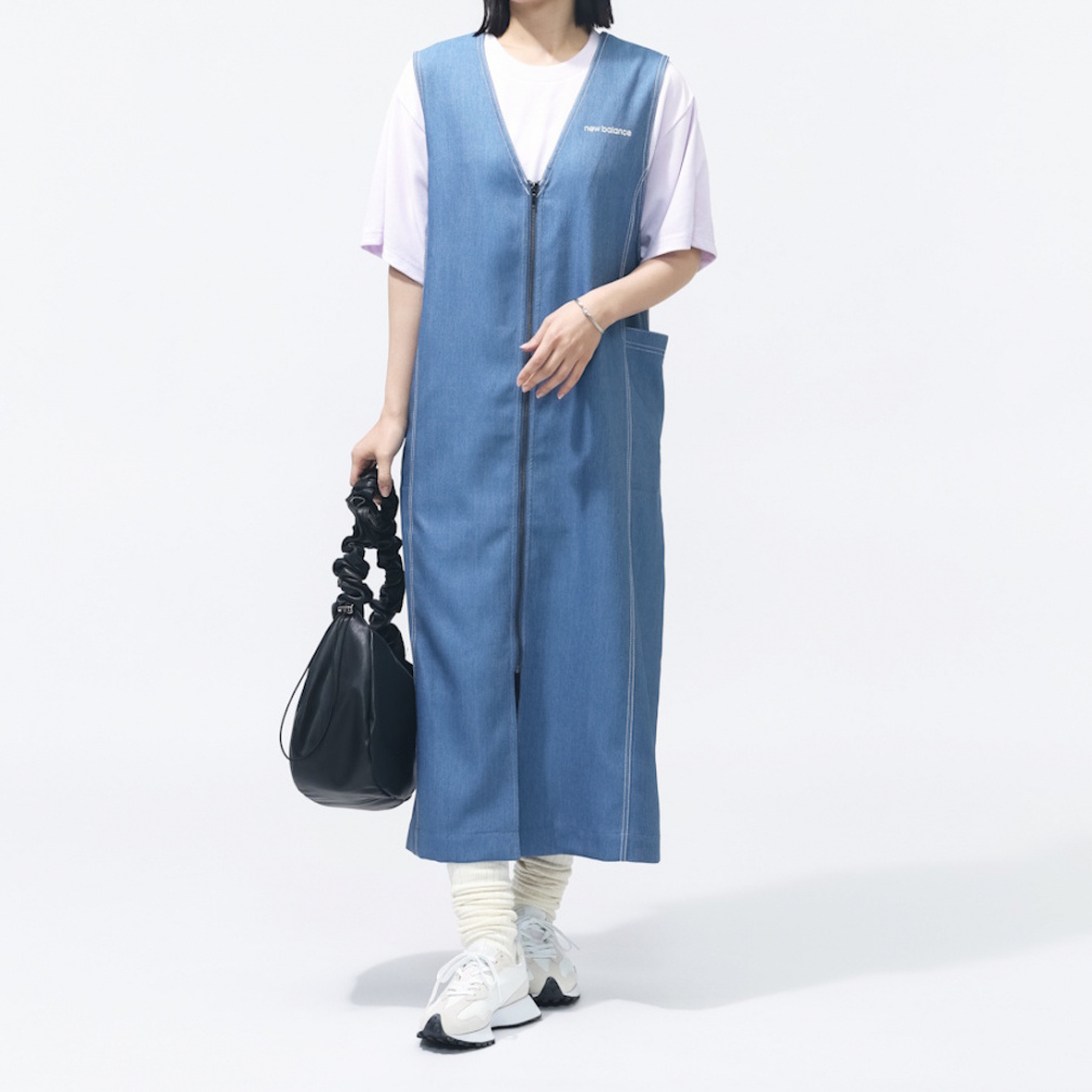 THE CITY デニムスタイルジャンパードレス(ブルー-M)