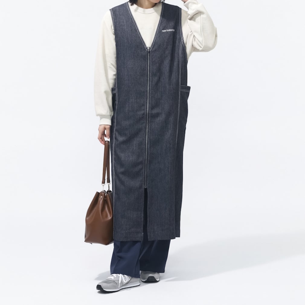 THE CITY デニムスタイルジャンパードレス(ネイビー-M)