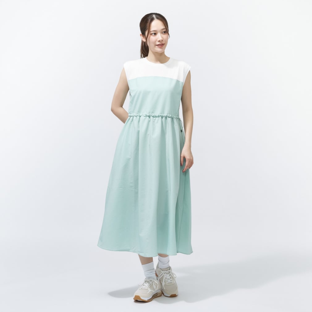 SEERSUCKER DOCKING ONEPIECE L シアサッカーワンピース(ペールブルー×ホワイト-M)