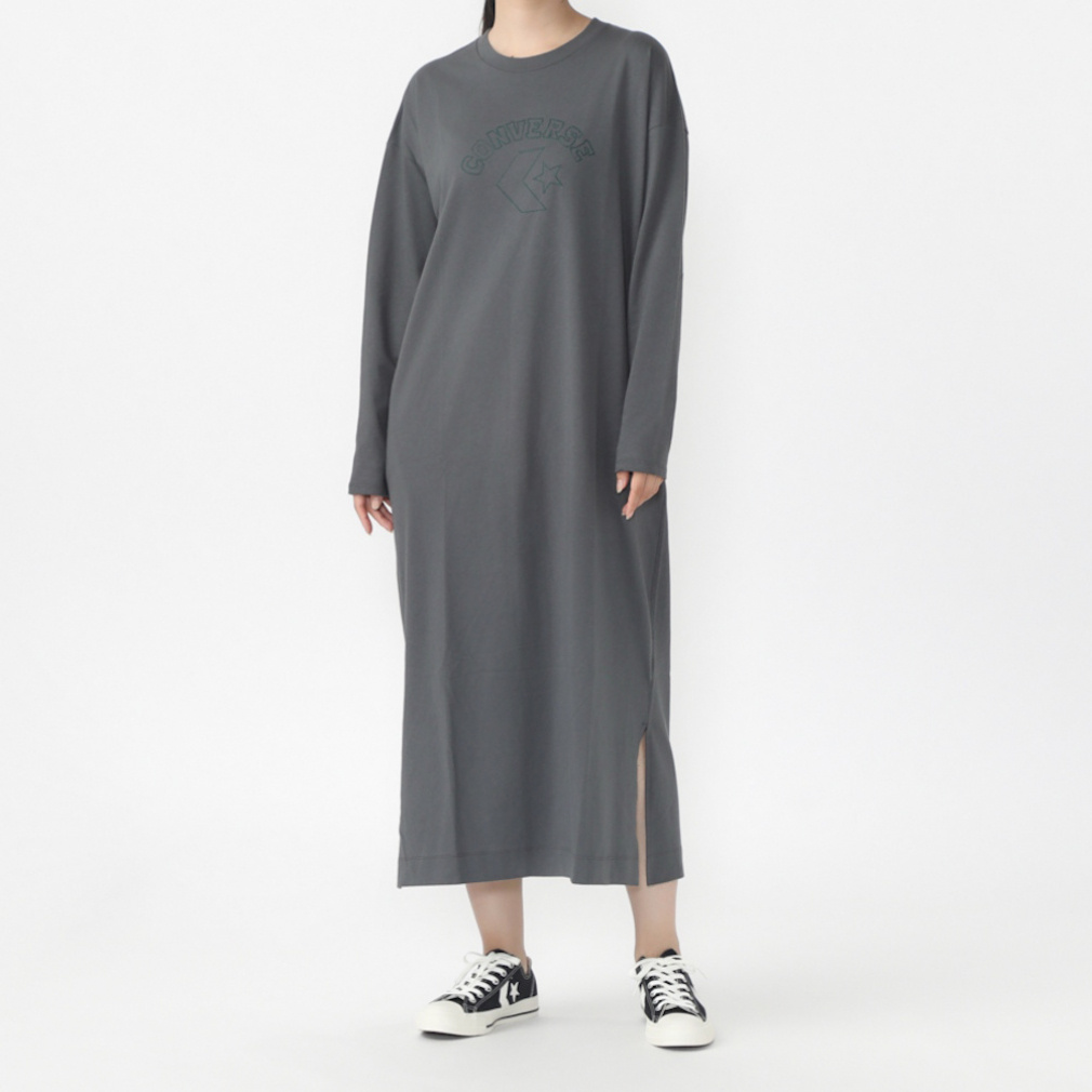ステッチ ロゴ ワンピース(チャコールグレー-S)