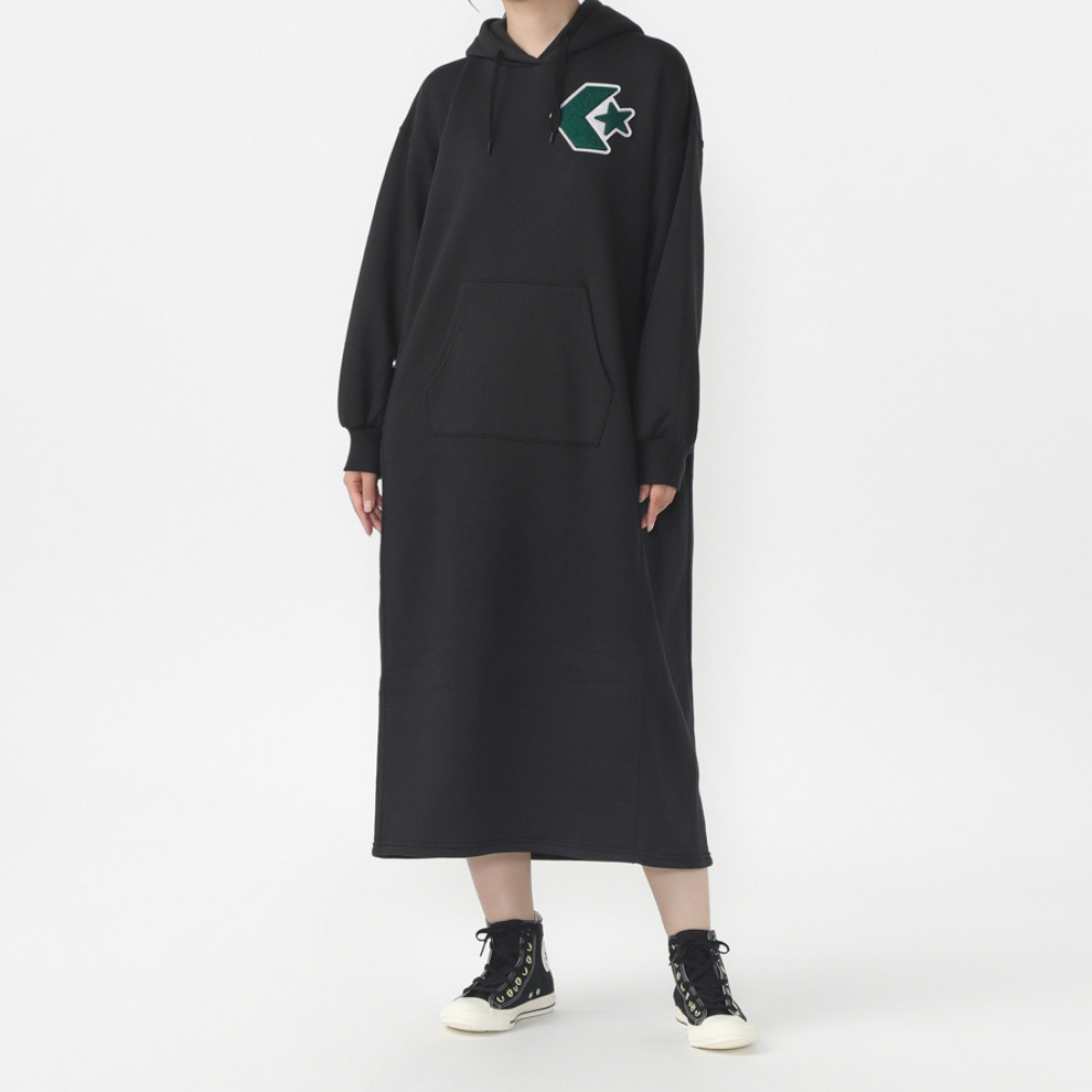 シェニール スウェット ロングフーディー(ブラック-S)