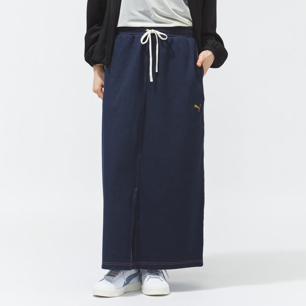 ESS ELEVATED デニムライク スカート(ネイビー-S)