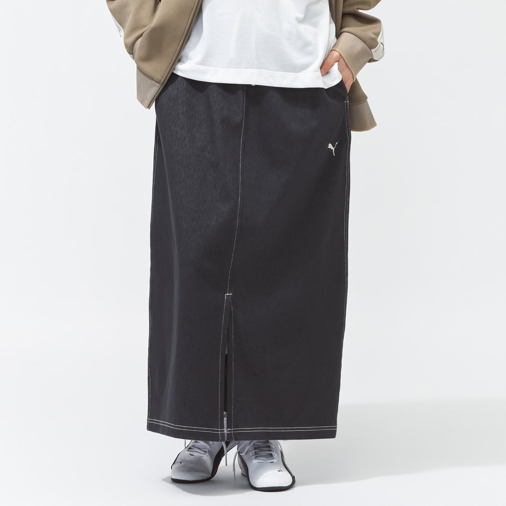 ESS ELEVATED デニムライク スカート(ブラック-S)