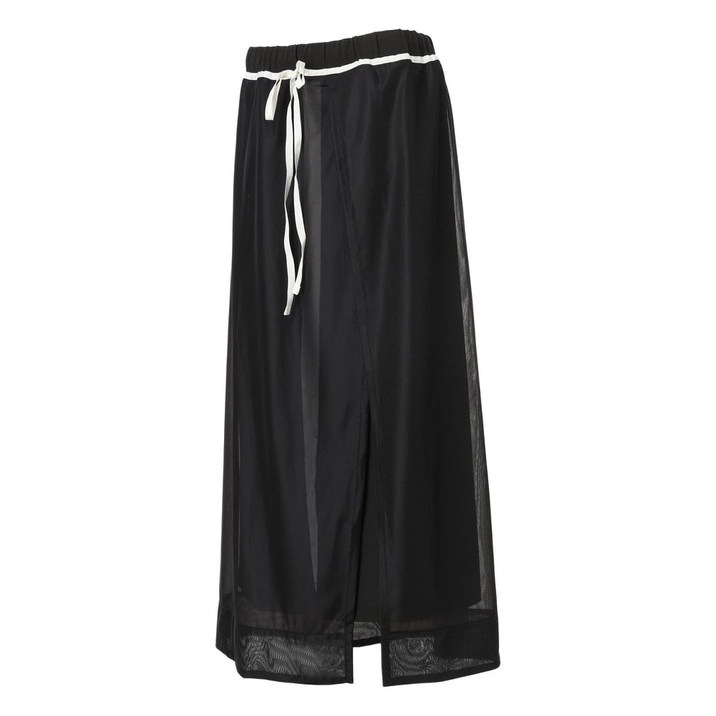 リネンミックスマテリアル スカート(ブラック-M)