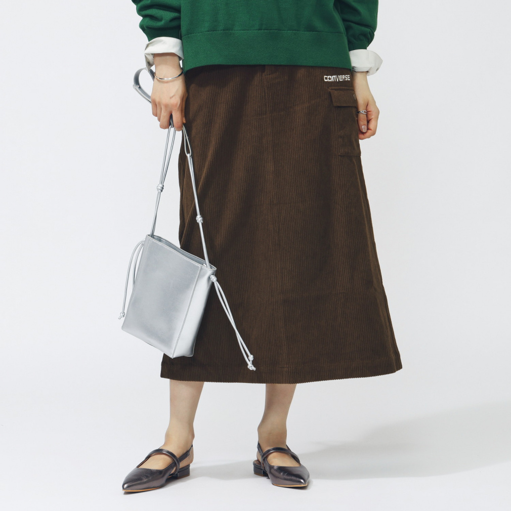 AP コーデュロイカーゴスカート(ブラウン-M)