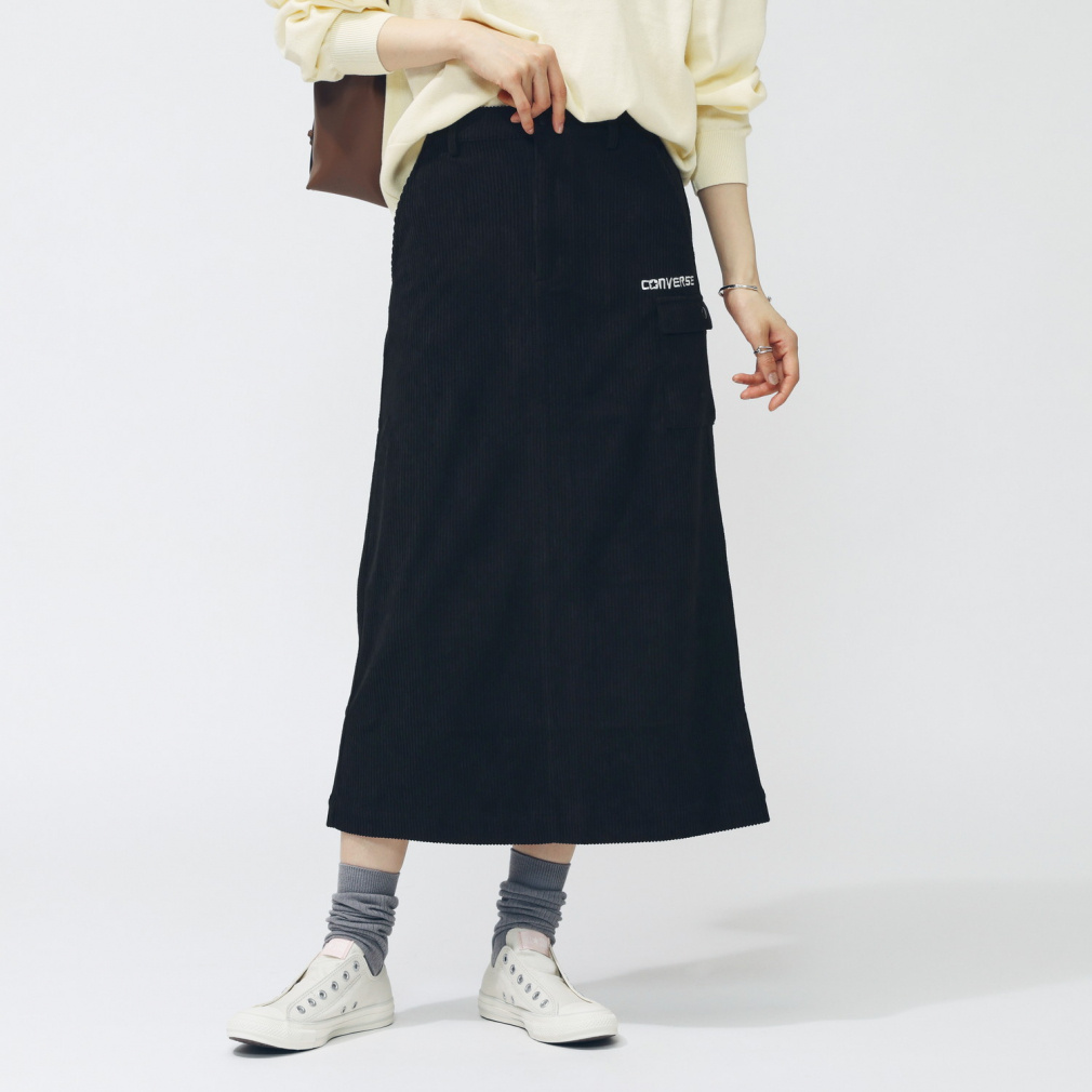 AP コーデュロイカーゴスカート(ブラック-S)