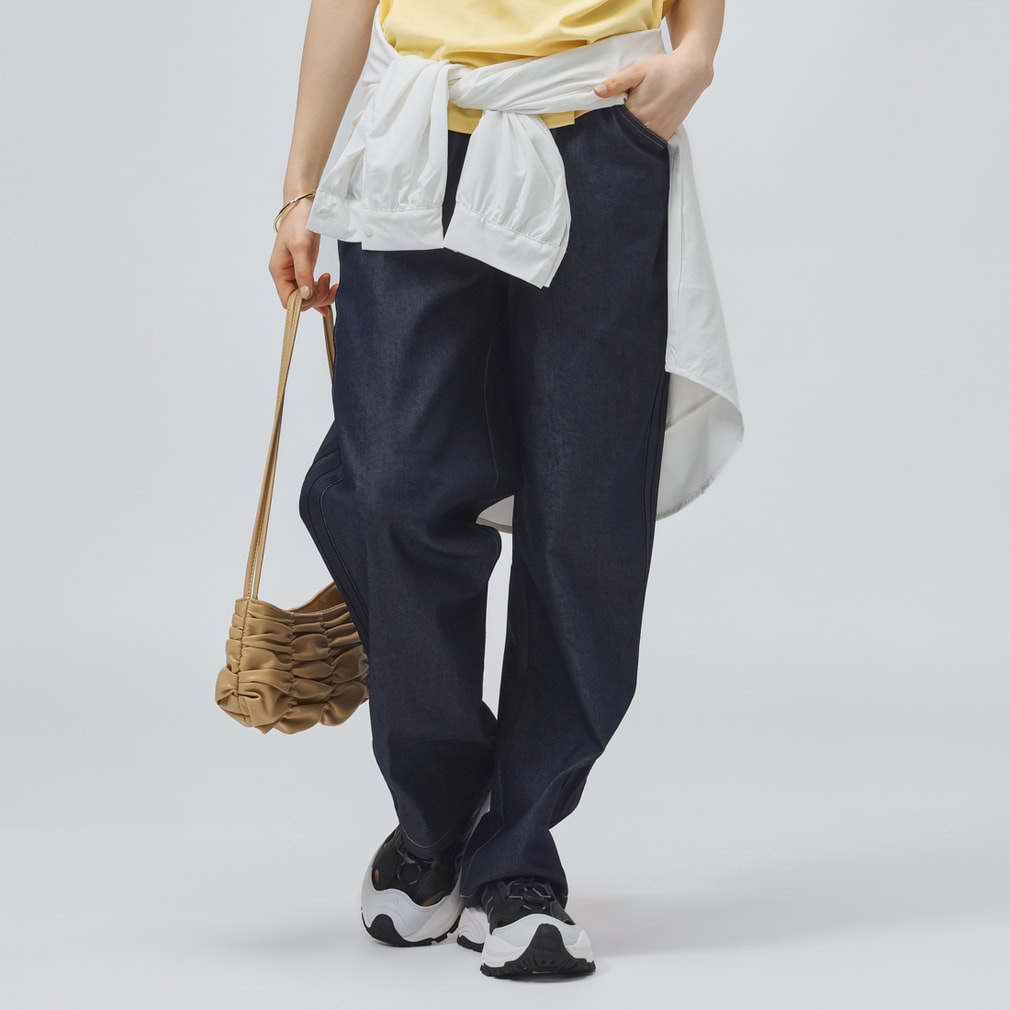 STADIUM CHROME ルーズフィット デニムパンツ(ネイビー-S)