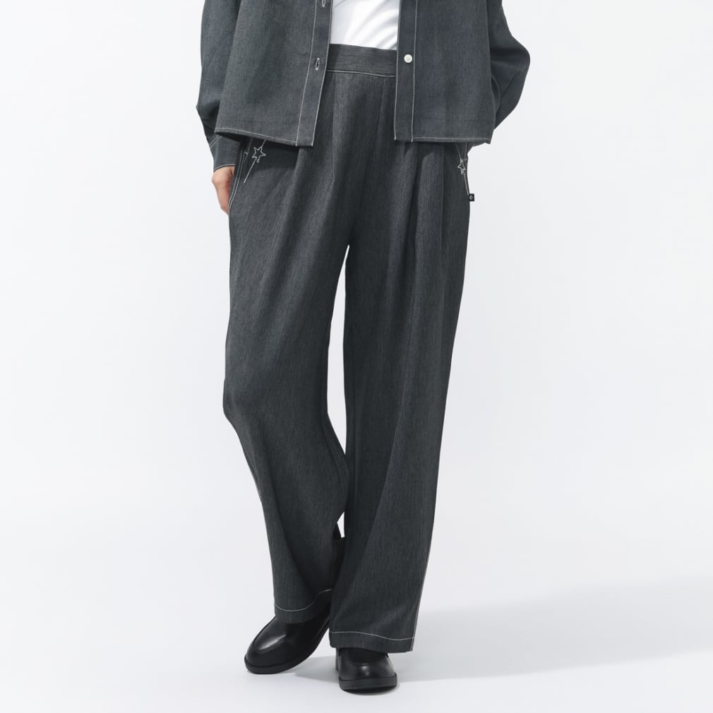 SYNTHETIC DENIM PANTS L シンセティックデニムパンツ(ブラック-M)