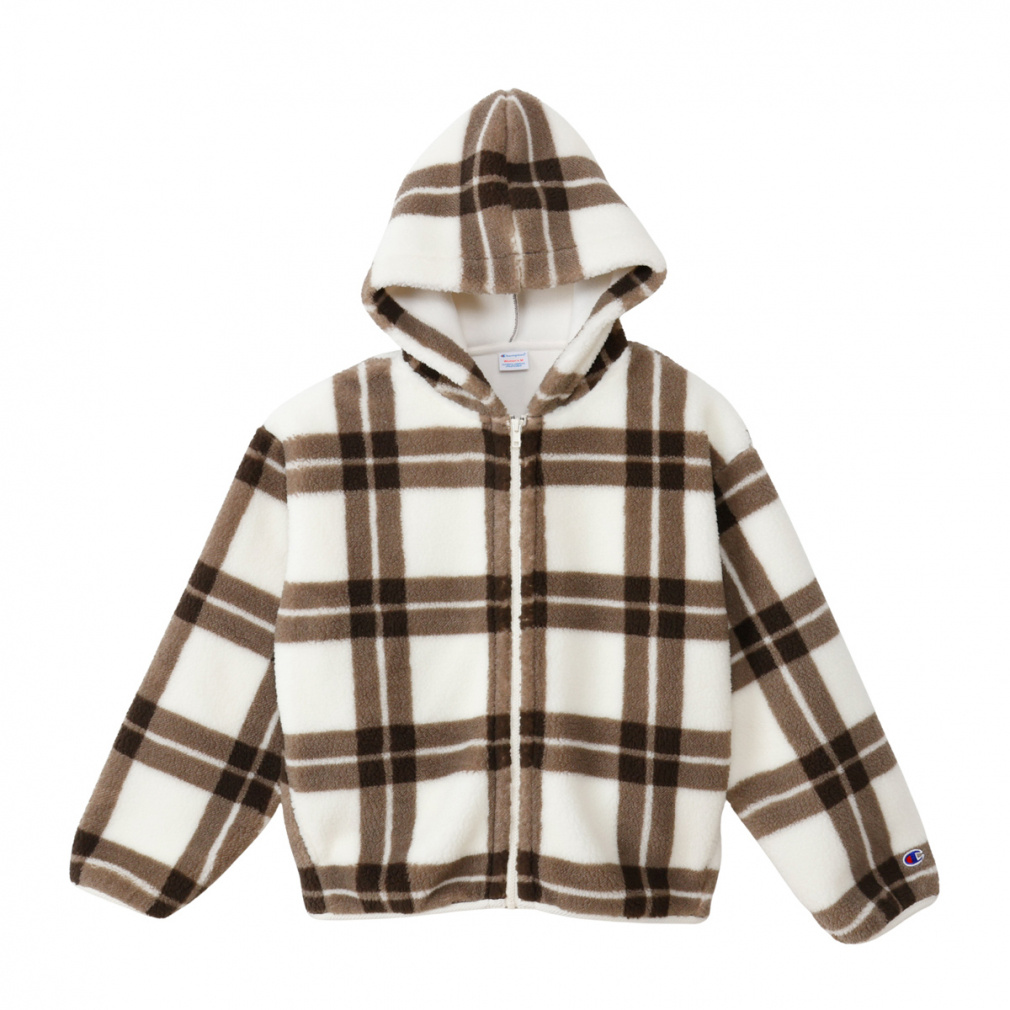 チャンピオン レディース フリースジャケット CHECK ZIP HOODED JACKET