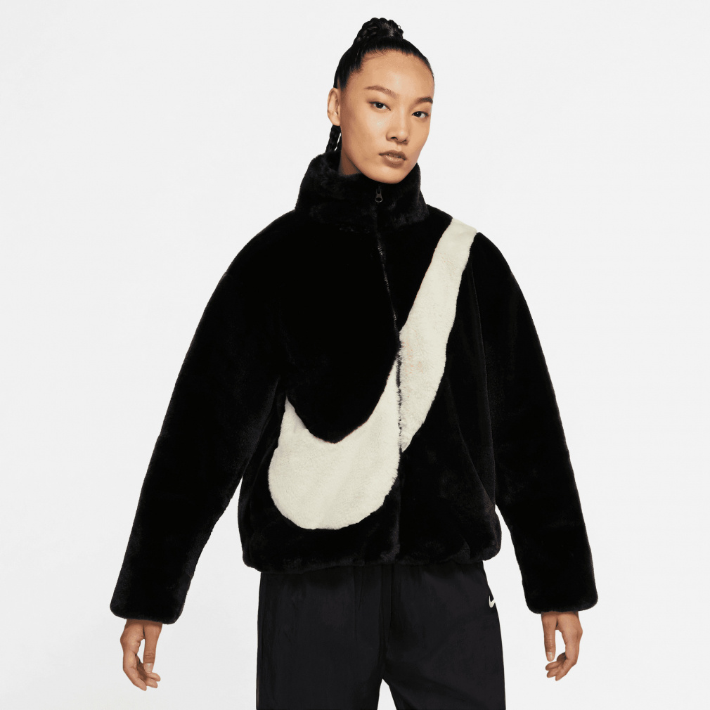 ウィメンズ NSW スウッシュ FAUX FUR フリースジャケット(ブラック-S)