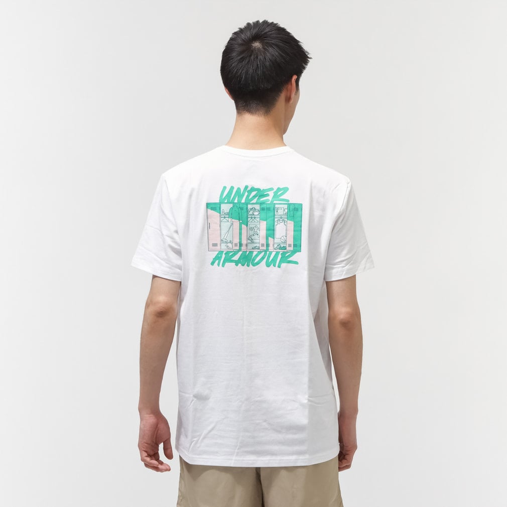 UAパフォーマンスコットン ロッカー グラフィック ショートスリーブ Tシャツ(ホワイト-S)