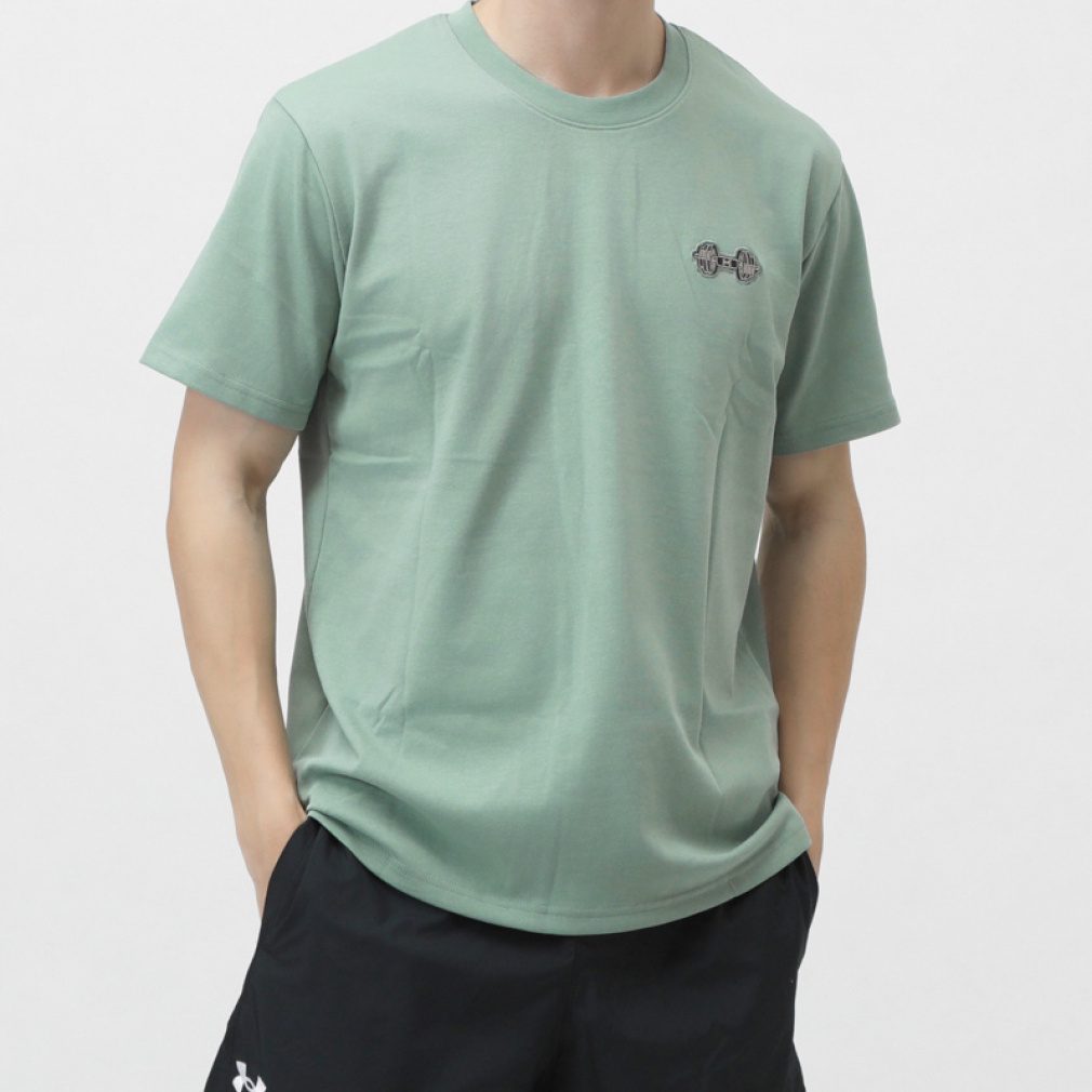 UAヘビーウエイト パッチ ショートスリーブ Tシャツ(アーミーグリーン-S)