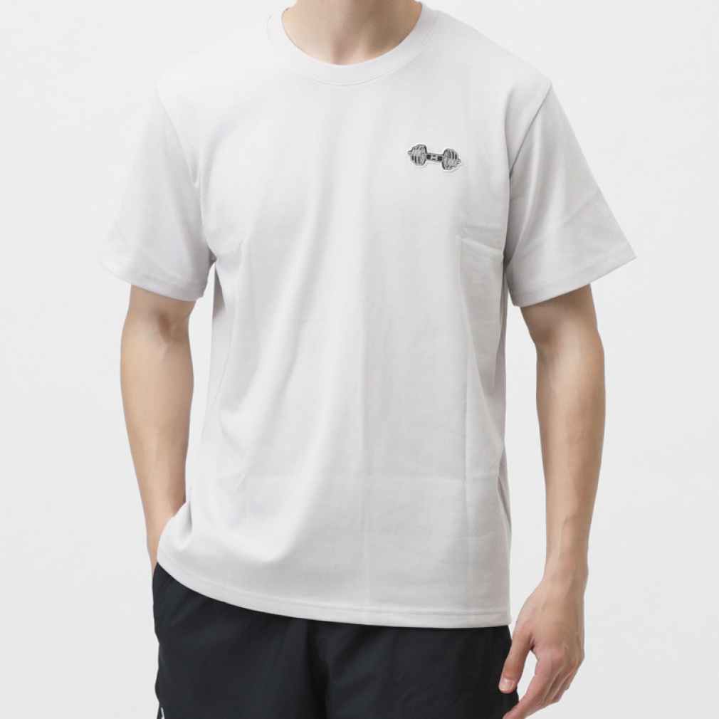 UAヘビーウエイト パッチ ショートスリーブ Tシャツ(ペールグレー-S)