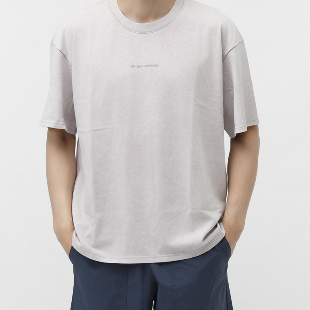 UAヘビーウエイト ウォッシュド ショートスリーブ Tシャツ(グレー-S)