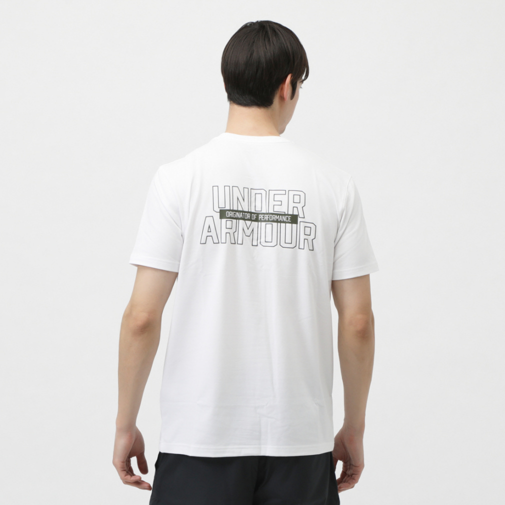 アルペン限定 UAパフォーマンスコットン テキストロゴ ショートスリーブ Tシャツ(ホワイト-S　メンズ)