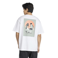 アディダス ヘンリーネック半袖シャツ M 白 ポリエステル スポーツ 応援 観戦 アディダス メンズ 半袖 Tシャツ アニメ グラフィック サマーTシャツ