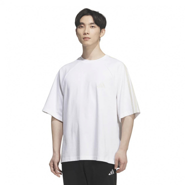 オーバーサイズフィット デニムルック ツイル スリーストライプス 半袖Tシャツ