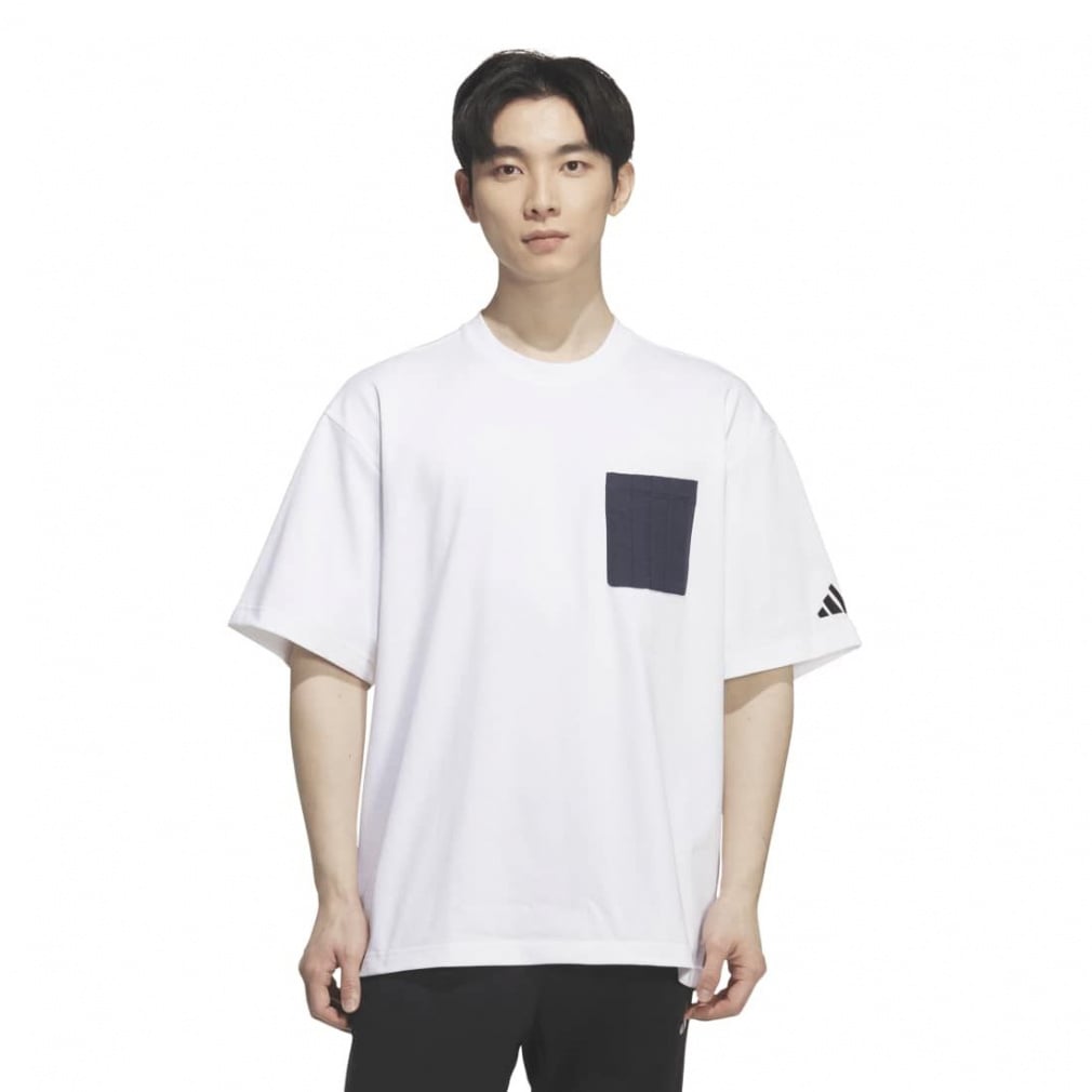 アディダス メンズ半袖Tシャツ オーバーサイズ コットン シングル