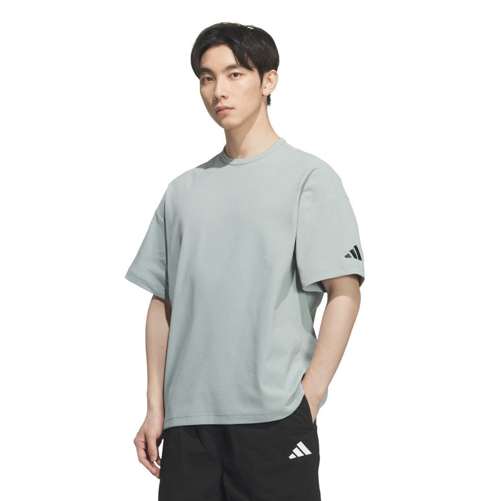 ルーズフィット ワッフルファブリック 半袖Tシャツ(グレッシュグリン-S)