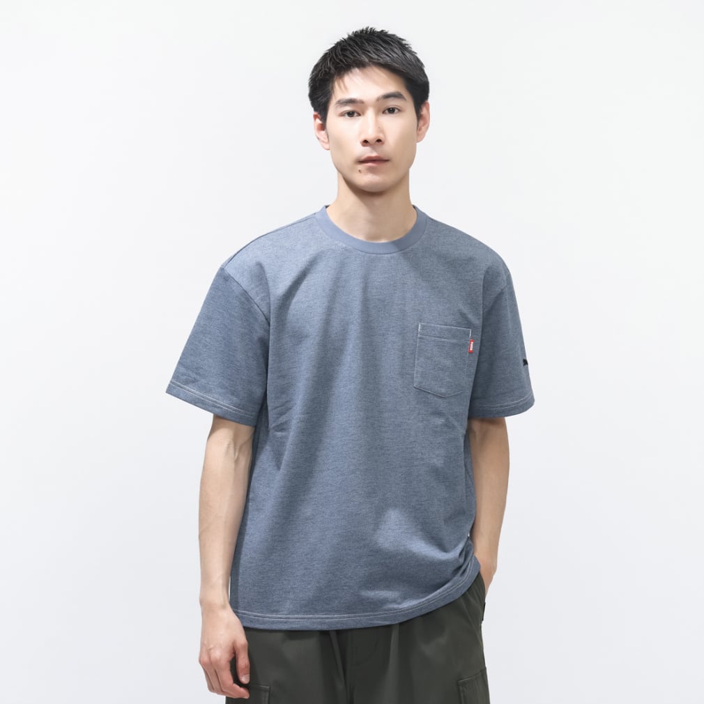 ESS ELEVATED デニム ライク SS Tシャツ(ネイビー-S)