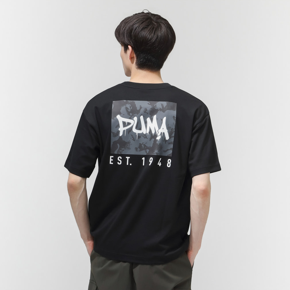 プーマ メンズ 半袖 Tシャツ ESS ELEVATED MX SS カモ BK PT Tシャツ