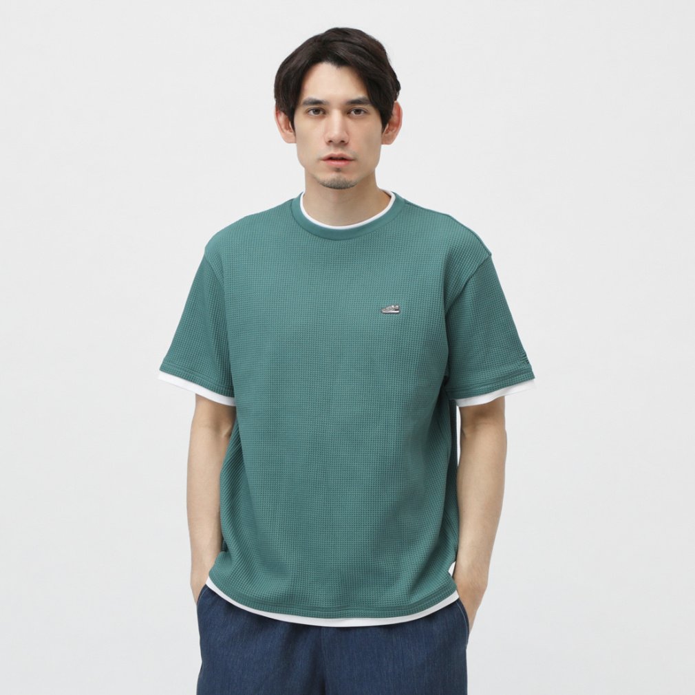 アルペン限定 シューパッチレイヤードワッフルショートスリーブTシャツ(ディープグリン-S　メンズ)