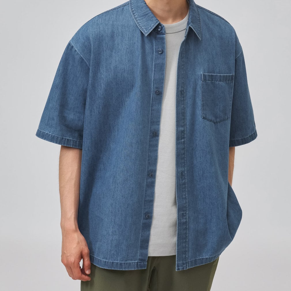 アディダス メンズ 半袖 シャツ M COOL DENIM S/S シャツ AP NEE70