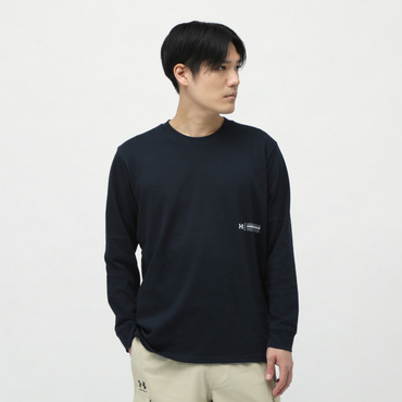 UAヘビーウエイト グラフィック ロングスリーブ Tシャツ(ブラック-S　メンズ)