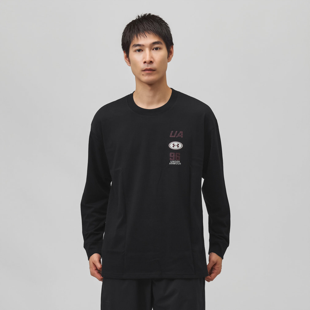 UAヘビーウエイト ロングスリーブ Tシャツ(ブラック-S)