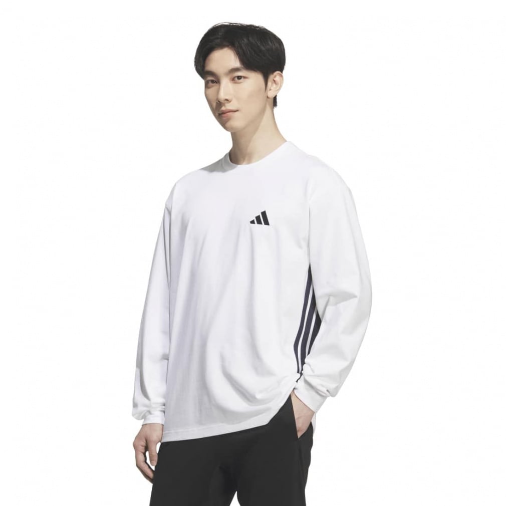 アディダス メンズ 長袖Tシャツ ルーズフィットデニムルック ツイル