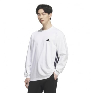 ルーズフィット デニムルック ツイル スリーストライプス 長袖Tシャツ