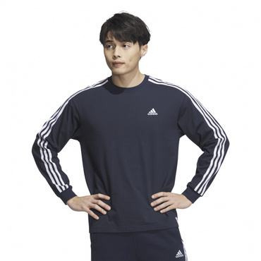 エッセンシャルズ プラス ルーズフィット スリーストライプス 長袖Tシャツ