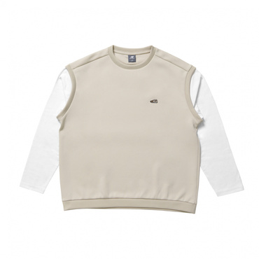 THE CITY シューパッチレイヤードロングスリーブTシャツ(ベージュ-S　メンズ)