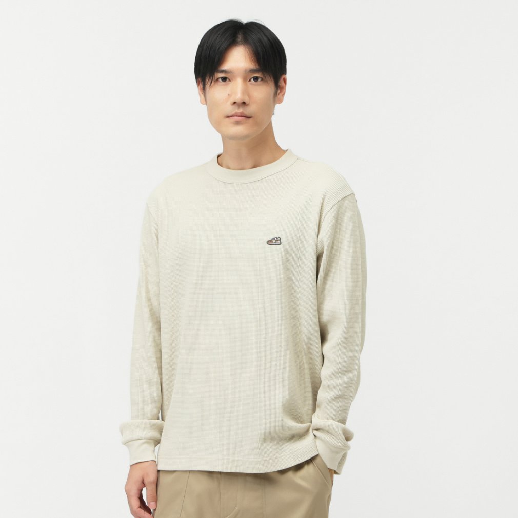 3544 【PALACE】ワッフルロングスリーブ Tシャツ L ホワイト BEAMS+ tシャツ BEAMS PLUS / ワッフル クルーネック ロング