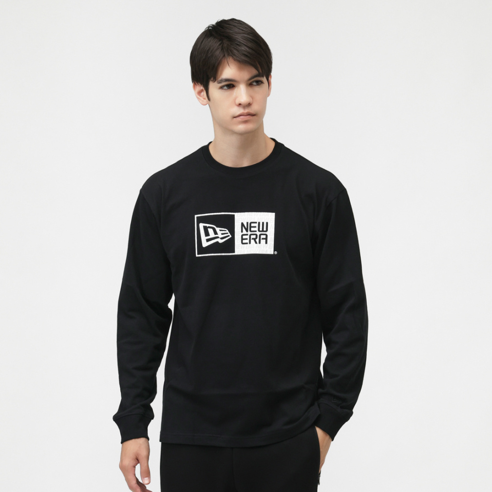 ニューエラ メンズ 長袖 Tシャツ LS CT TEE BOX PATTERN BLK 14682715