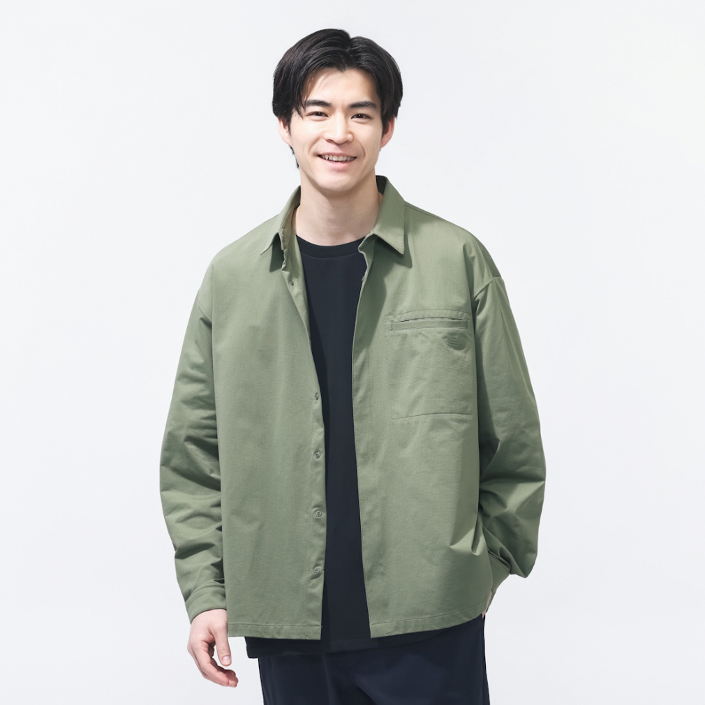 new balance オリーブグリーン ジャケット・シャツセット　L ニューバランス THE CITY メンズ 長袖 シャツ ロングスリーブメッシュ