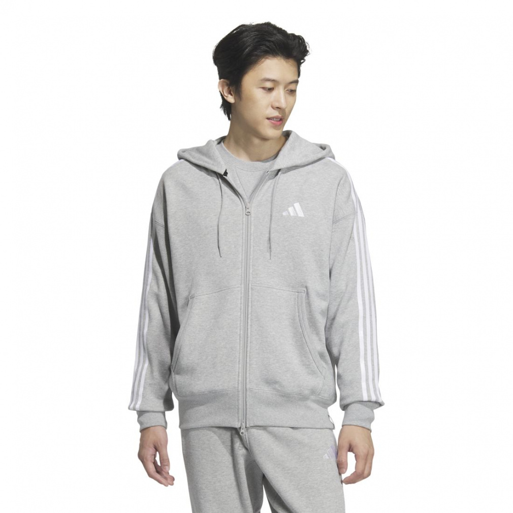 アディダス メンズ スウェット フルジップ エッセンシャルズ プラス ルーズフィット スリーストライプス フレンチテリー フルジップパーカー JUP86 JW6925 JW6926 adidas