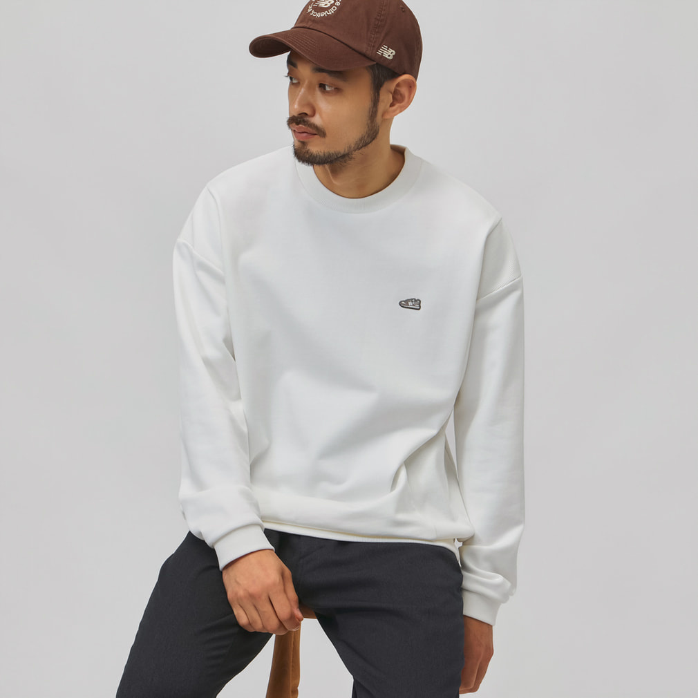 New Balance ホワイトセーター クルーネック ニューバランス THE CITY メンズ スウェット トレーナー シューパッチ