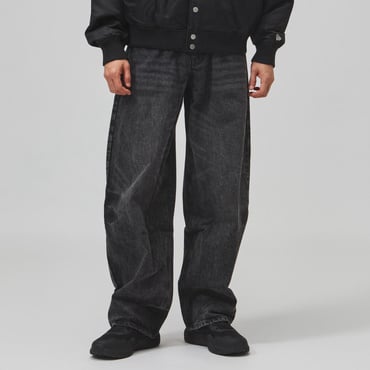 DENIM BARREL PANTS BLKDEN