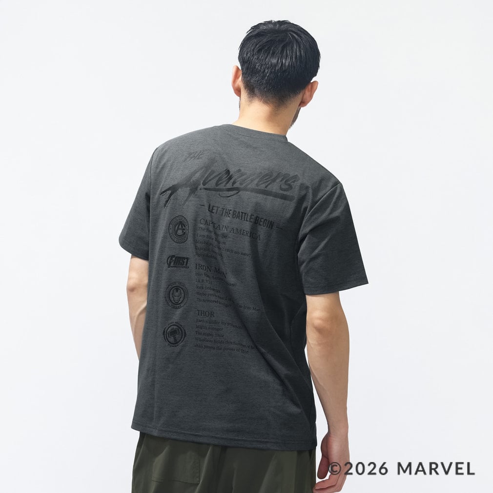 UVカットドライグラフィックTシャツ /アベンジャーズ TIGORA(チャコールグレー-S)