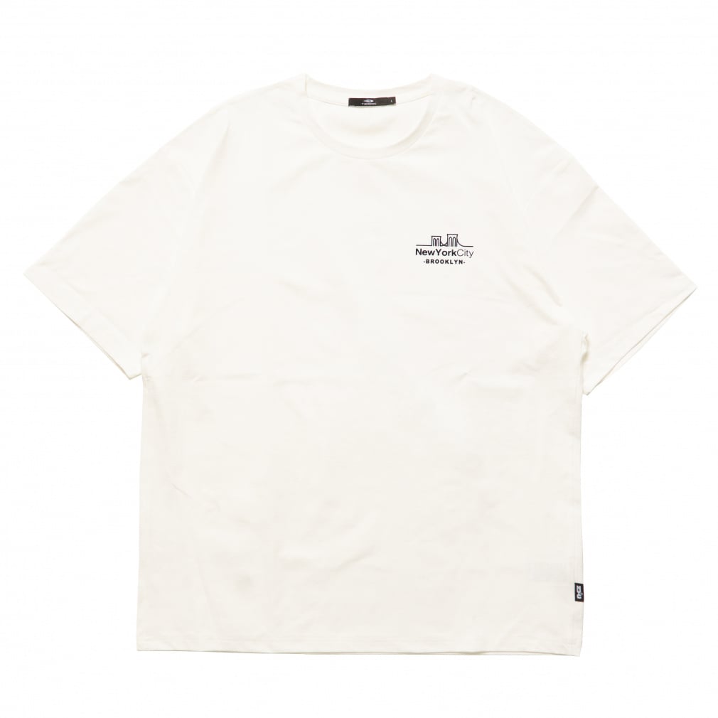 UVカットドライグラフィックTシャツ NEWYORKCITY BROOKLYNワンポイントロゴ(ホワイト-S)