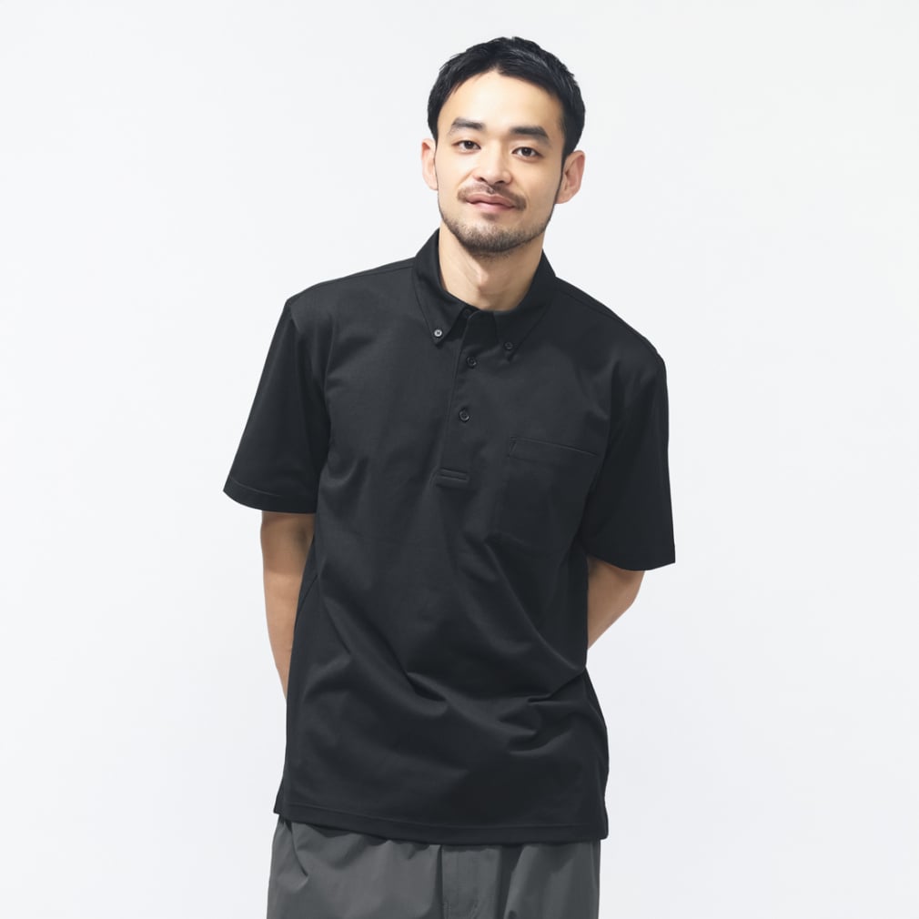 ストレッチポロシャツ SOLOTEX(R)使用(ブラック-S)