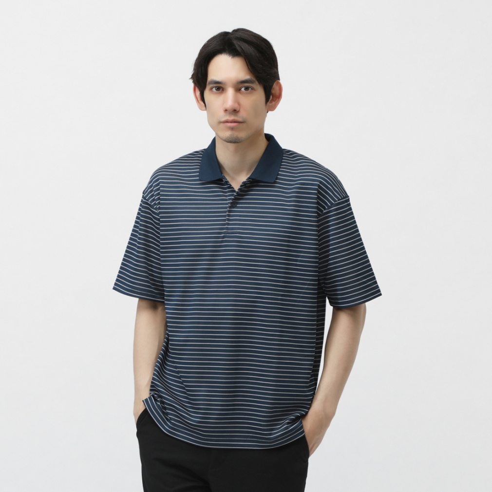 ＜ATTISESSION＞ベロア ボーダー ポロシャツ 5600024Y0030_m1_a018.jpg