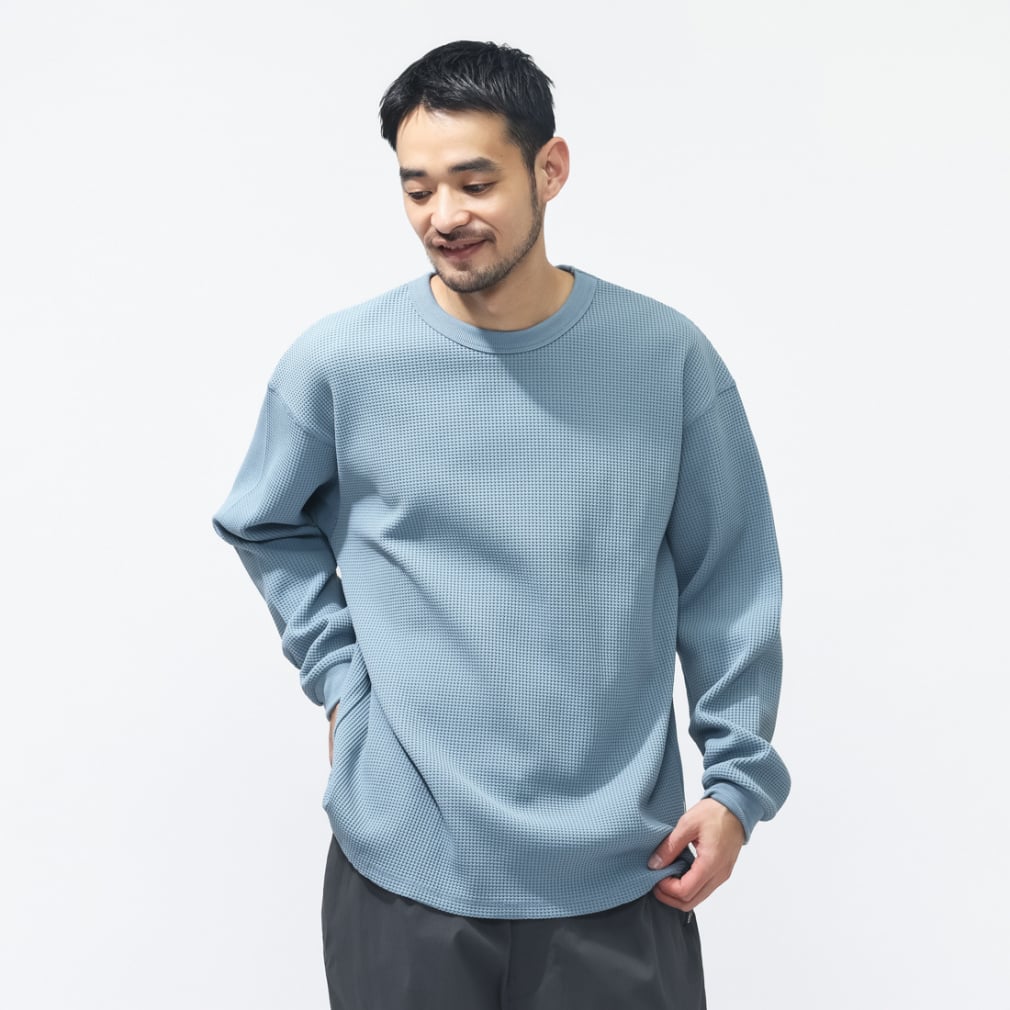 ティゴラ メンズ 長袖 Tシャツ ワッフルロングTシャツ TR-9C1326TL