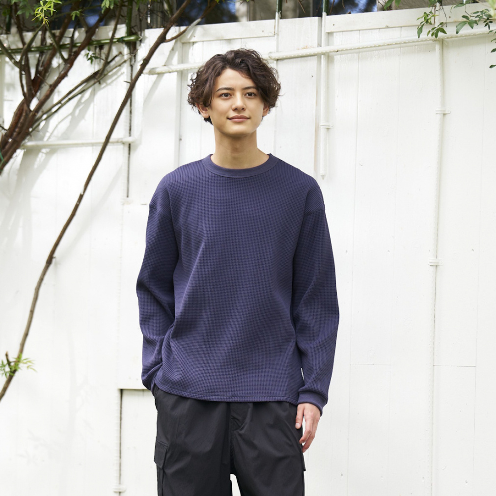 ティゴラ メンズ 長袖 Tシャツ ワッフルロングTシャツ TR-9C1625TL