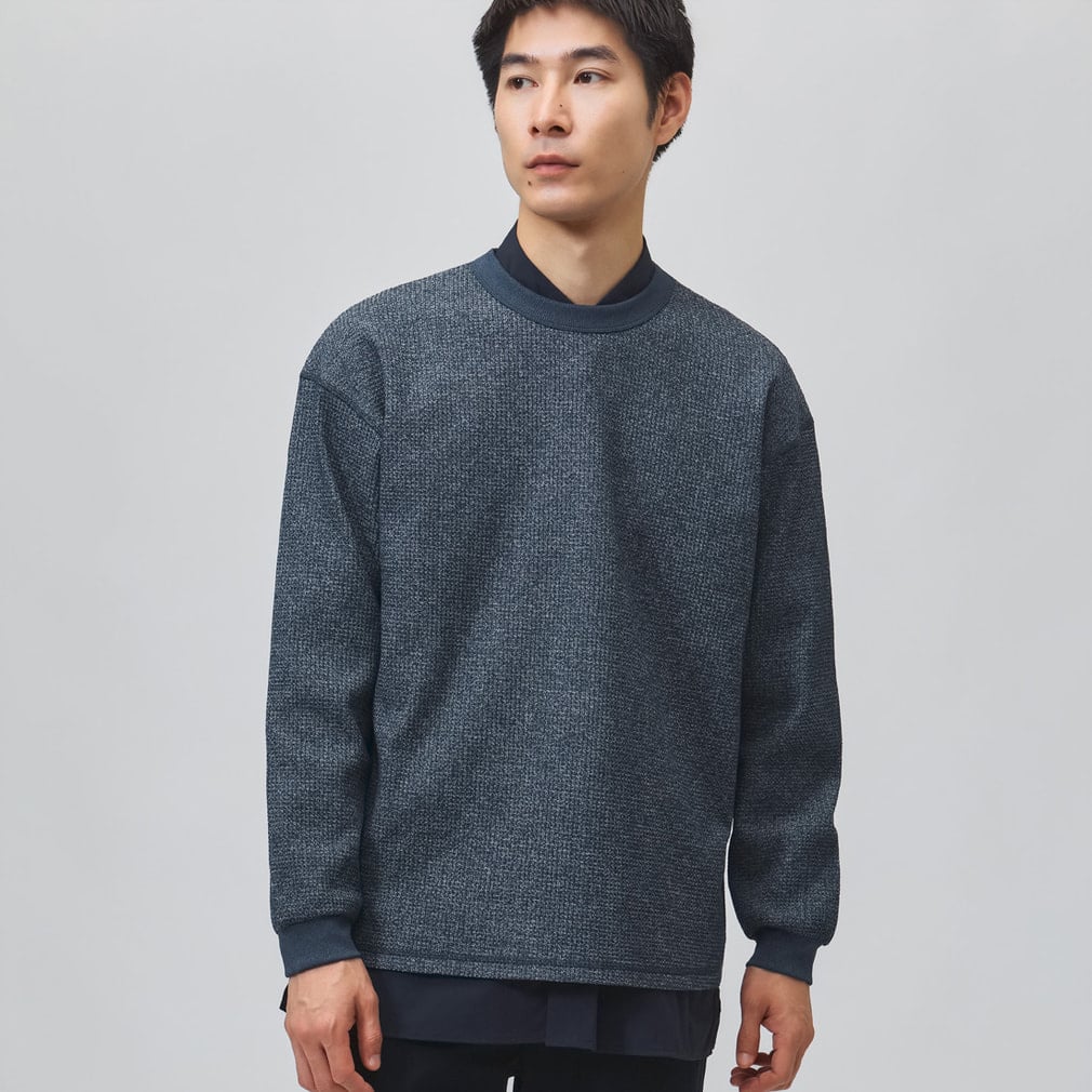 ワッフルロングTシャツ(グレイシュブルー-S)