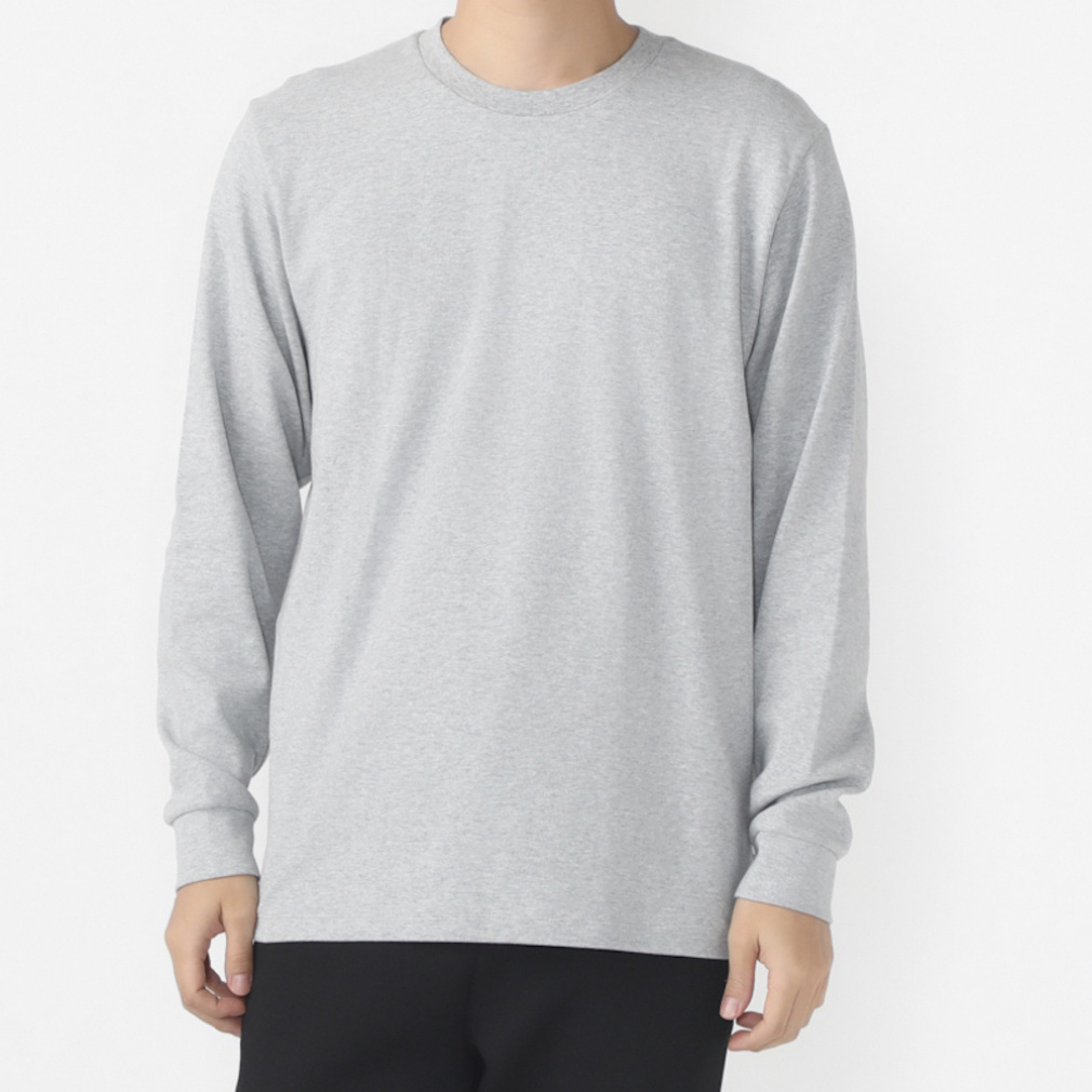 iHEAT コットンロングTシャツ(グレー-S)
